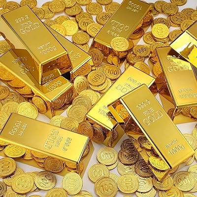 Summind 200 pièces de fausses pièces d'or de pirate et 12 pièces d'imitation de fausse feuille d'or, brique d'or brillante pour décoration de fête d'halloween, cosplay. DIAYTAR COTE D'IVOIRE est la boutique en ligne leader en Cote d'Ivoire, proposant une gamme étendue de produits à des prix compétitifs et des promotions régulières. La boutique en ligne généraliste mise sur la satisfaction client, avec un service client réactif et des délais de livraison rapides, ce qui lui a valu la confiance d'une large communauté de clients.