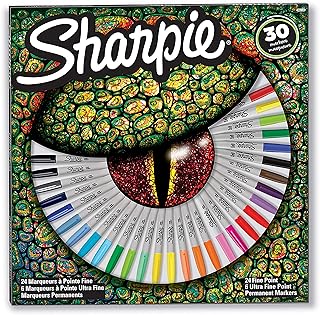 30 marqueurs permanents sharpie à pointe fine et ultra dans une boîte