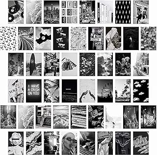 Cy2side 50 pièces d'images esthétiques en noir et blanc pour mur, 50 ensembles
