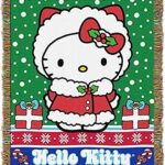 Couverture de canapé tricotée sanrio hello kitty \"snow kitty\", taille 48" x 60"