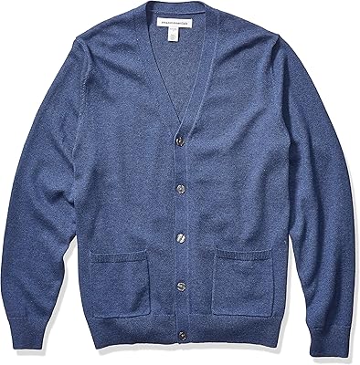 Cardigan en coton amazon essentials pour hommes, bleu chiné, moyen