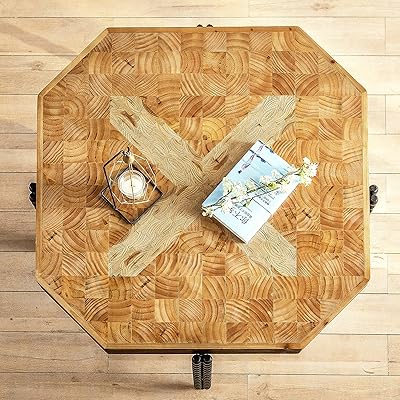 Table basse en bois geekbossum, table basse en bois naturel, grande table basse